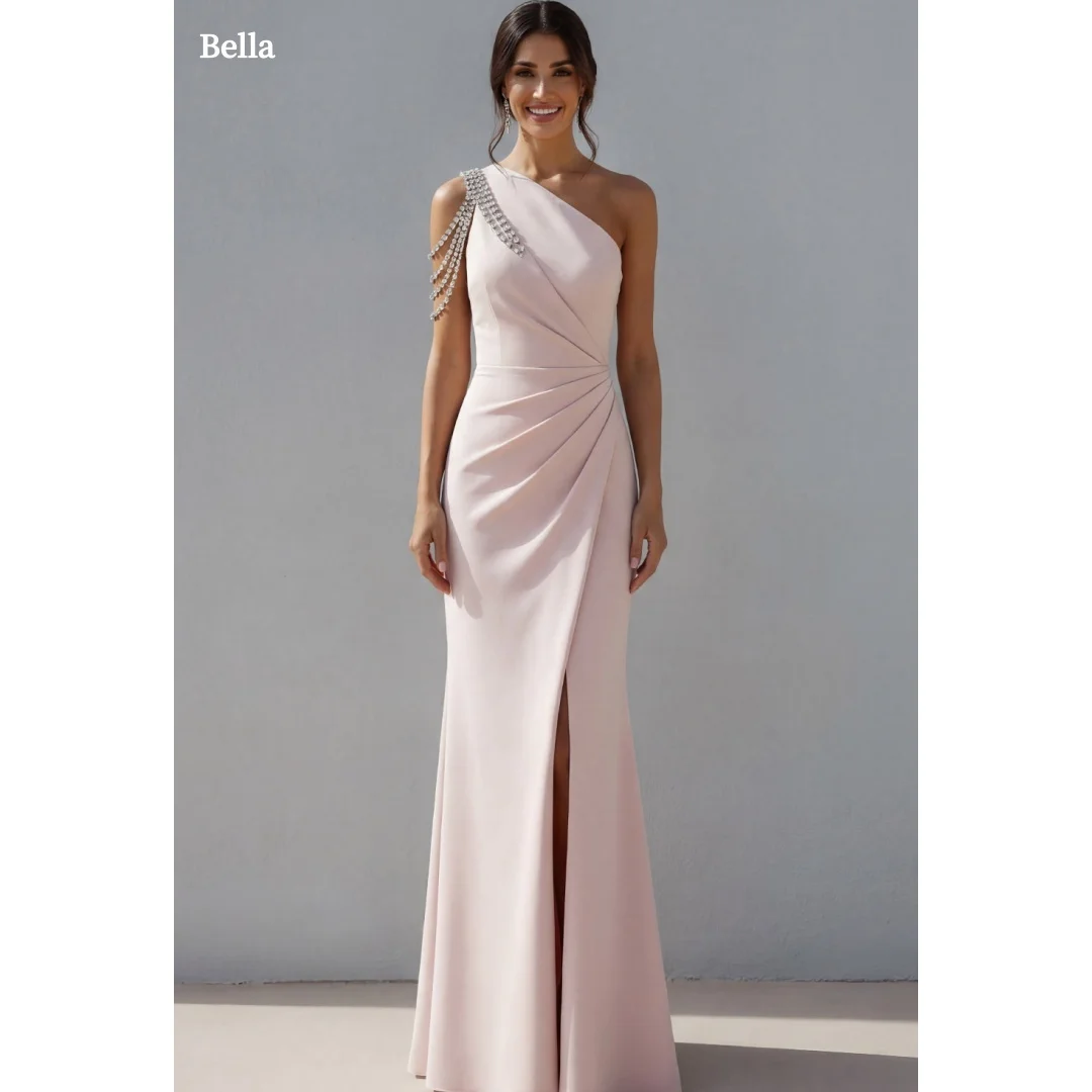 Bella Customized Blush Pink One Shoulder Rhinestone Mermaid Prom Dress Elegant Slit Floor Length Party Dresses Formal Evening
Bella Customized Blush Pink One Shoulder Rhinestone Mermaid Prom Dress Elegant Slit Floor Length Party Dresses Formal Evening