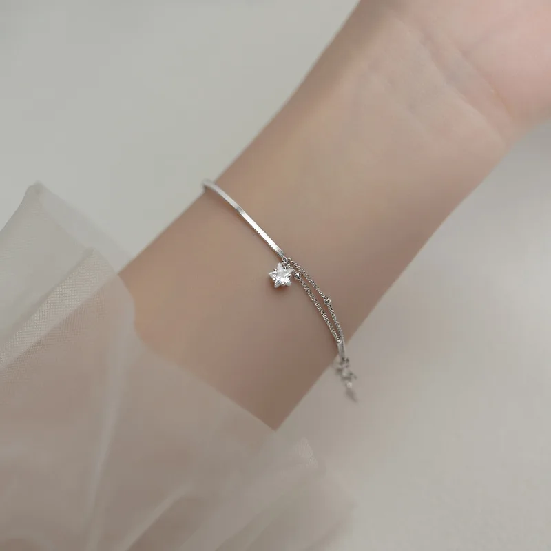 925 Sterling Silver Star Bracelet Sparkling Zircon Double Layer Round Bead Bracelet Exquisite Jewelry Birthday Gift
925 Sterling Silver Star Bracelet Sparkling Zircon Double Layer Round Bead Bracelet Exquisite Jewelry Birthday Gift