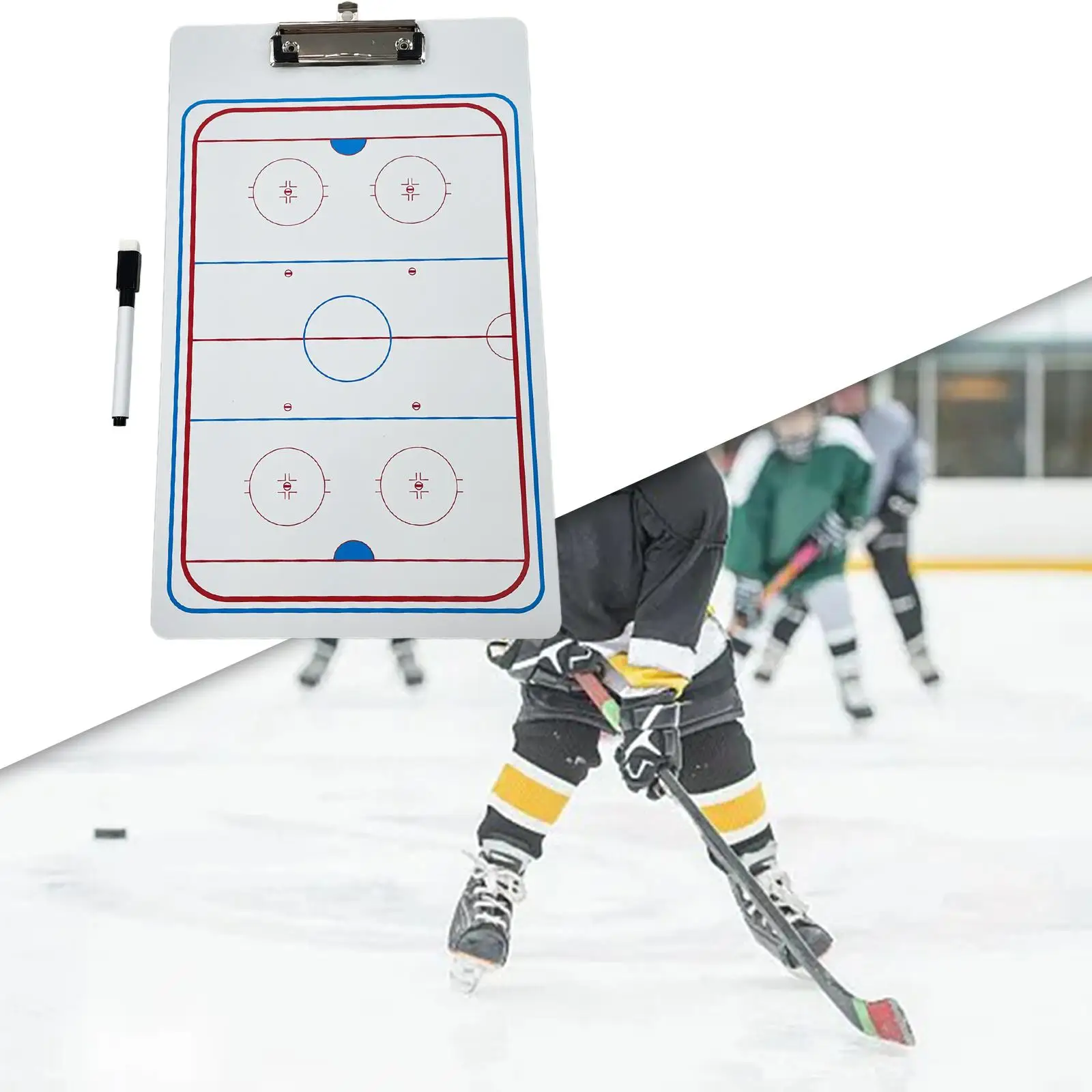 Ice Hockey Board with Marker Pen Waterproof Anti Slip PVC Material Complete Set for Coaches Game Strategy
Ice Hockey Board with Marker Pen Waterproof Anti Slip PVC Material Complete Set for Coaches Game Strategy