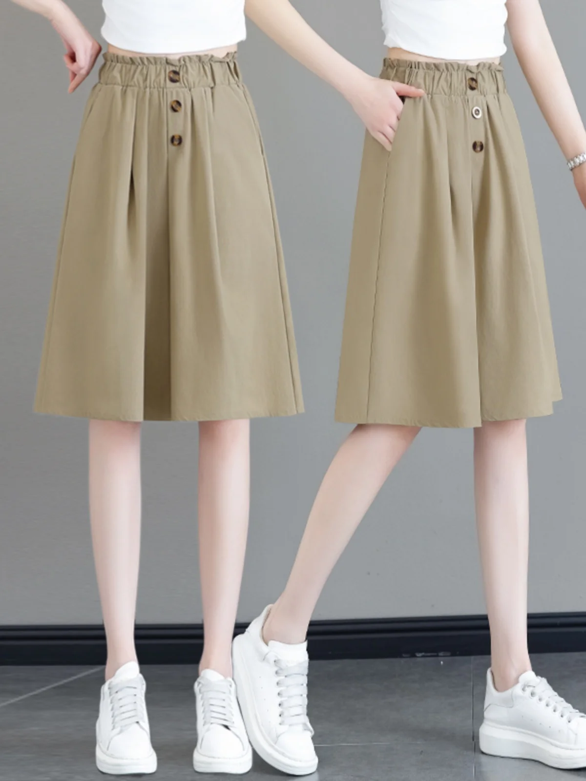 Ice Silk Wide Leg Pants Skirt Women's Summer New High Waist Loose Thin A-Line Skirt Casual Five-Quarter mid Pants
Ice Silk Wide Leg Pants Skirt Women's Summer New High Waist Loose Thin A-Line Skirt Casual Five-Quarter mid Pants