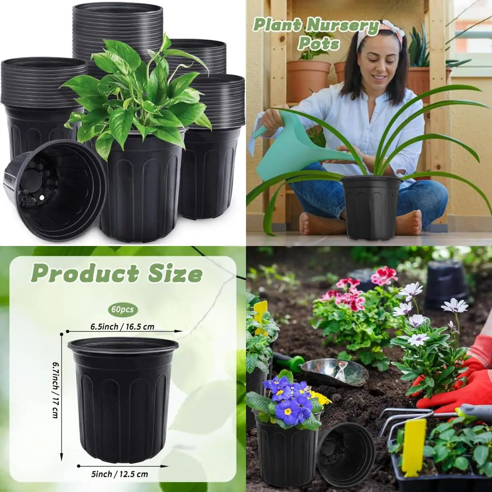 60 Pcs 1 Gallon Plant Nursery Pots,Plastic Seed Starter Pot with Drainage Holes,Plastic Plant Pots for Planting,Cuttings,Transpl
60 Pcs 1 Gallon Plant Nursery Pots,Plastic Seed Starter Pot with Drainage Holes,Plastic Plant Pots for Planting,Cuttings,Transpl