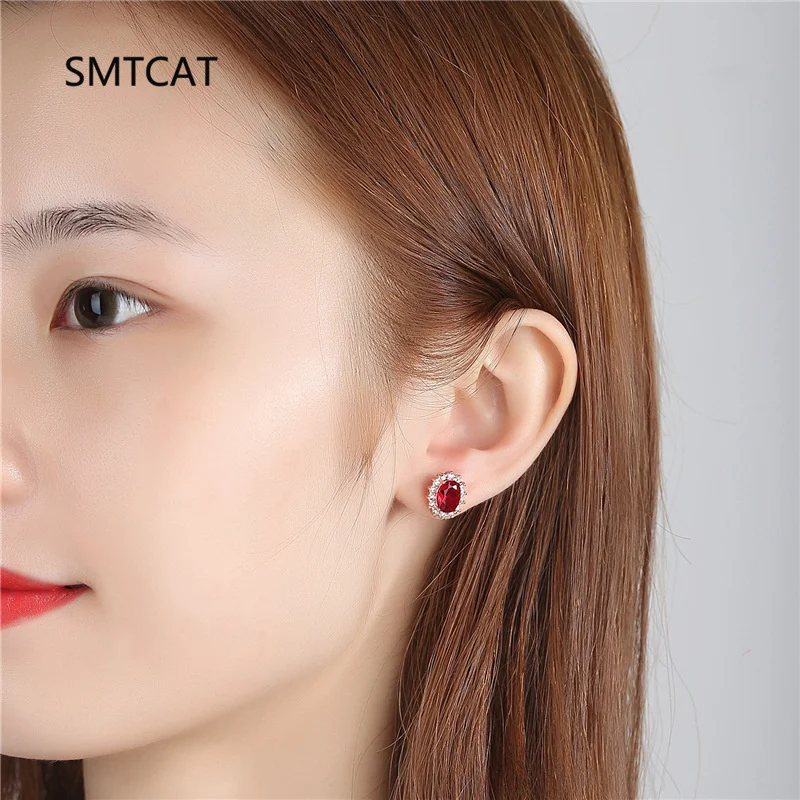 Oval Cut Created Red Ruby 925 Sterling Silver Princess Diana Stud Earring For Women Statement Gemstone Jewelry Brincos de Prata
Oval Cut Created Red Ruby 925 Sterling Silver Princess Diana Stud Earring For Women Statement Gemstone Jewelry Brincos de Prata