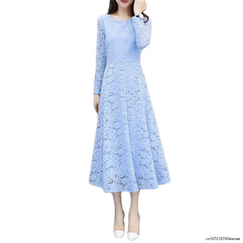 Lace Dress Women 2023 Blue Long Sleeve Clothing Temperament Black White Spring Autumn Party Dresses Feminina
Lace Dress Women 2023 Blue Long Sleeve Clothing Temperament Black White Spring Autumn Party Dresses Feminina