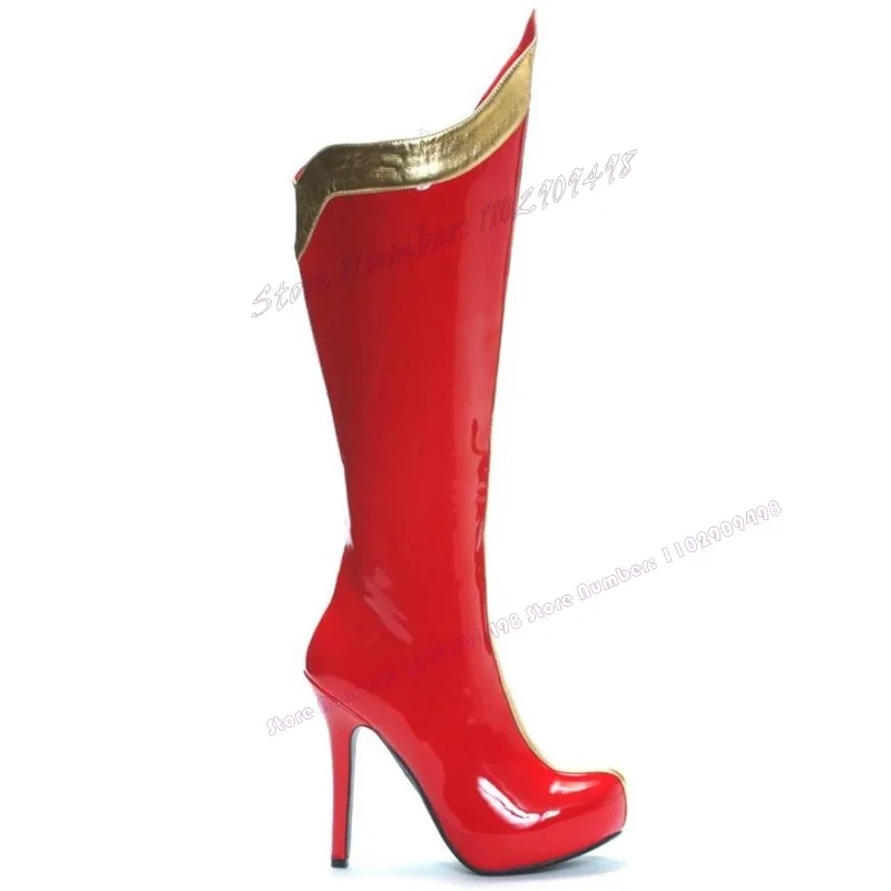 Red Patent Leather Round Toe Boots Christmas Splicing Thin High Heel Shoes for Women Winter Party Shoes 2023 Zapatos Para Mujere
Red Patent Leather Round Toe Boots Christmas Splicing Thin High Heel Shoes for Women Winter Party Shoes 2023 Zapatos Para Mujere