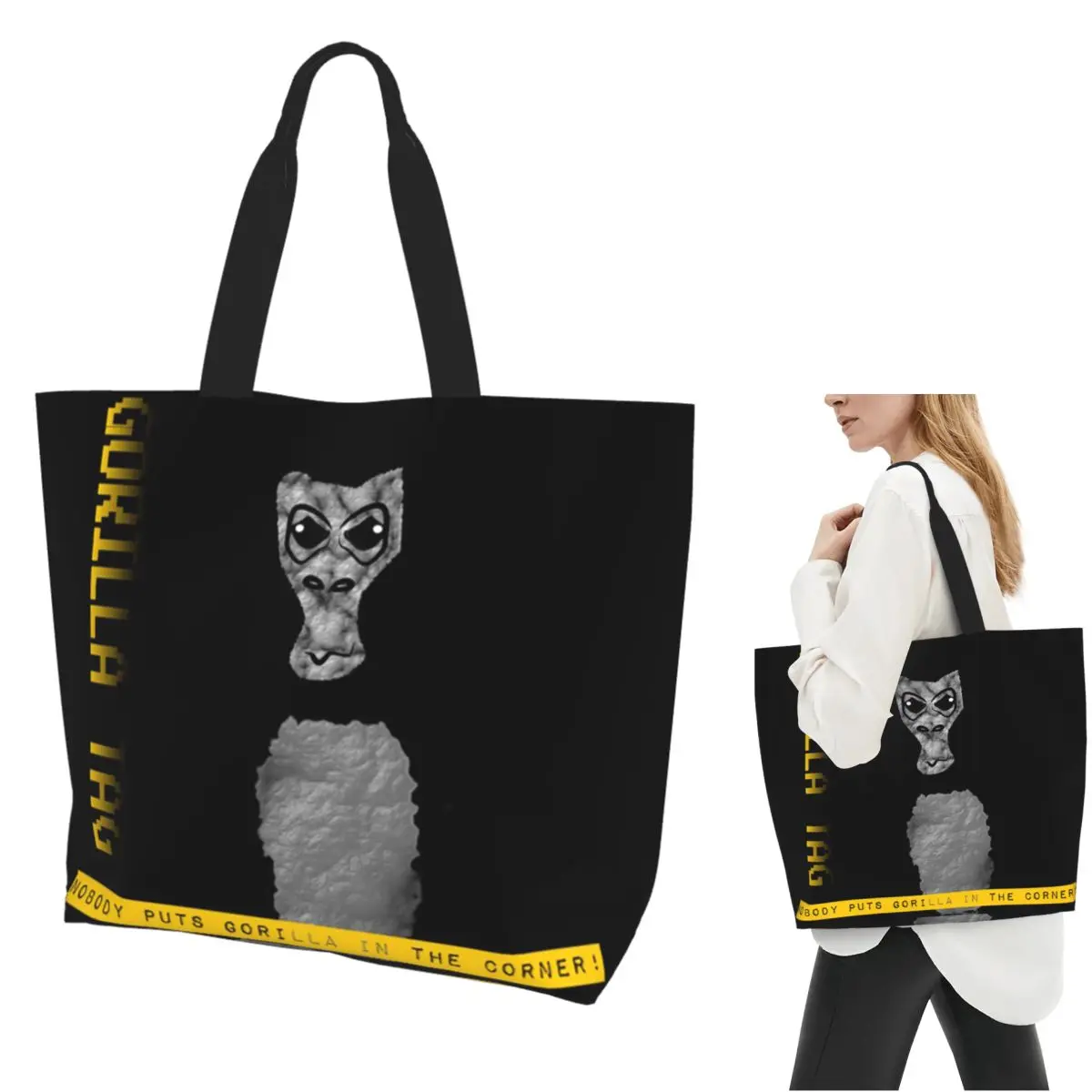 Gorilla Tag Monkey Shopping Tote Bag Canvas Large Capacity Shoulder Bags Shopper Grocery Handbag for Women
Gorilla Tag Monkey Shopping Tote Bag Canvas Large Capacity Shoulder Bags Shopper Grocery Handbag for Women