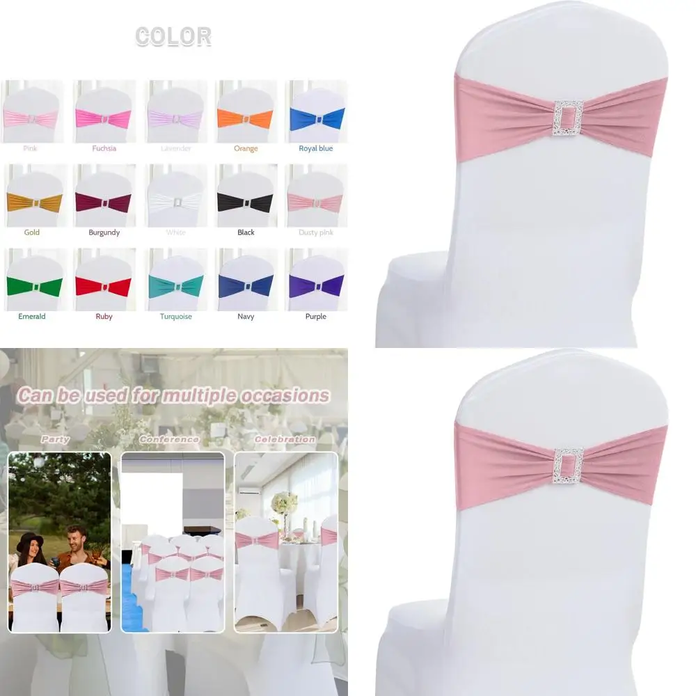 120-Piece Spandex Chair Sashes with Buckle Sliders for Universal Elastic Chair Ties - Dusty Pink for Weddings, Banquets, and Eve
120-Piece Spandex Chair Sashes with Buckle Sliders for Universal Elastic Chair Ties - Dusty Pink for Weddings, Banquets, and Eve