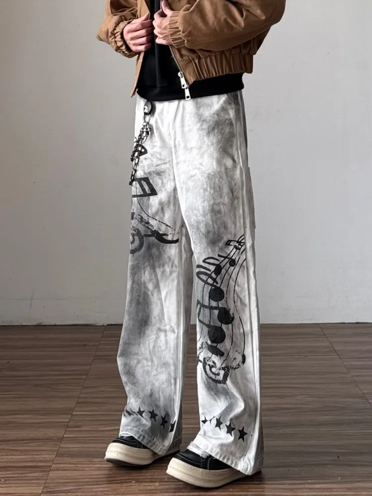 Retro American Washed White Micro Flare Jeans Men Women High Street Design Loose Straight Leg Denim Pants Casual Wear
Retro American Washed White Micro Flare Jeans Men Women High Street Design Loose Straight Leg Denim Pants Casual Wear