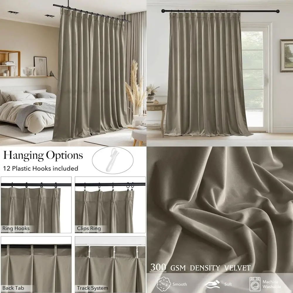 Camel Beige 96 Long Velvet Curtains with Pinch Pleat, Thermal Insulated, Wide for Office or Closet (W72xL96), 1 Panel
Camel Beige 96 Long Velvet Curtains with Pinch Pleat, Thermal Insulated, Wide for Office or Closet (W72xL96), 1 Panel