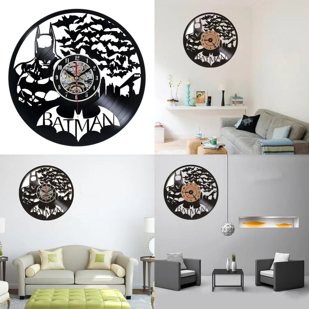 Personalized Black Bat Cutout Vinyl Record Style Wall Clock Creative Retro Style Vinyl Wall Clock
Personalized Black Bat Cutout Vinyl Record Style Wall Clock Creative Retro Style Vinyl Wall Clock