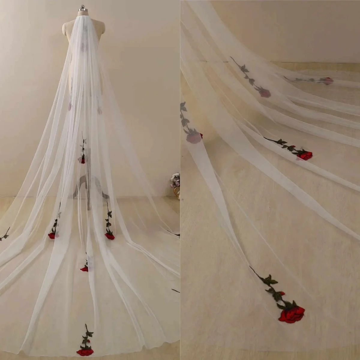 Romantic Flowers One Layer Wedding Bridal Veils Accessories Cathedral Long Soft Tulle With Comb For Brides Customized
Romantic Flowers One Layer Wedding Bridal Veils Accessories Cathedral Long Soft Tulle With Comb For Brides Customized