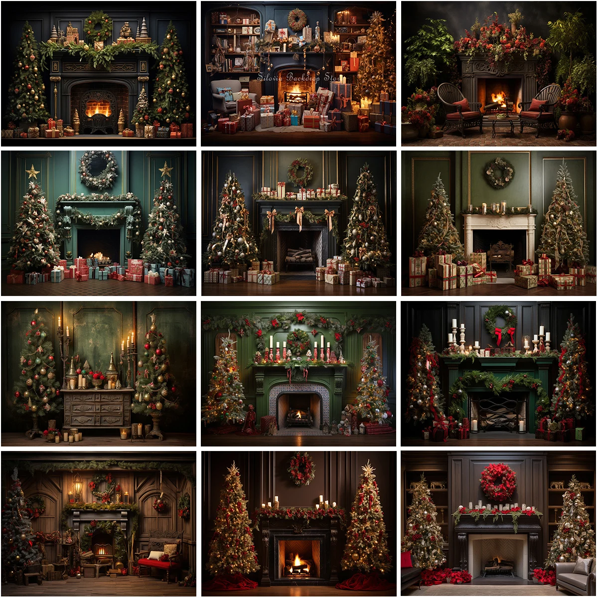 Vintage Classic Christmas Fireplace Photo Background Red and Green Xmas Tree Gifts Family Party Kids Portrait Photo Studio Props
Vintage Classic Christmas Fireplace Photo Background Red and Green Xmas Tree Gifts Family Party Kids Portrait Photo Studio Props