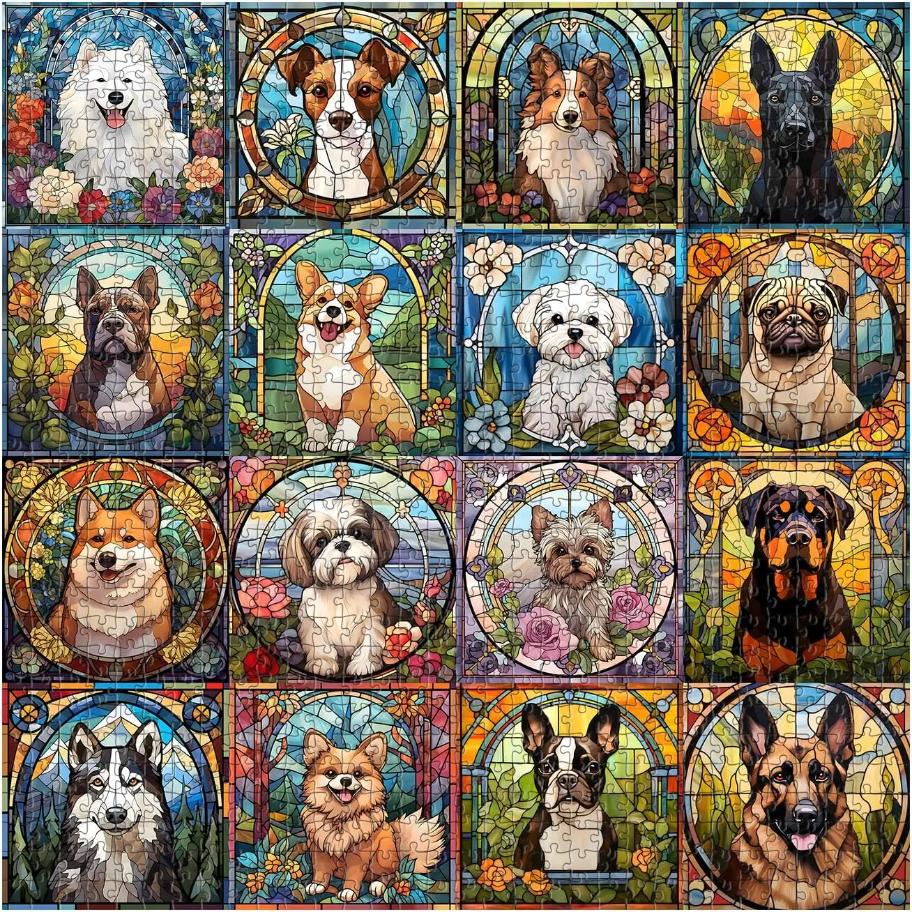 Stained Glass Breed Dogs Wooden Jigsaw Puzzle 1000 Pieces for Adults Weekend Stress Relief Hobby Window Decor Pet Lover Gifts
Stained Glass Breed Dogs Wooden Jigsaw Puzzle 1000 Pieces for Adults Weekend Stress Relief Hobby Window Decor Pet Lover Gifts