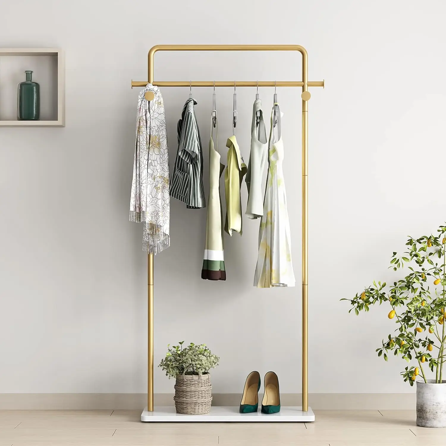 Gold Coat Racks with Shelf, Heavy Duty Gold Clothing Racks for Boutiques, Free-Standing Metal Garment Rack for Hanging C
Gold Coat Racks with Shelf, Heavy Duty Gold Clothing Racks for Boutiques, Free-Standing Metal Garment Rack for Hanging C