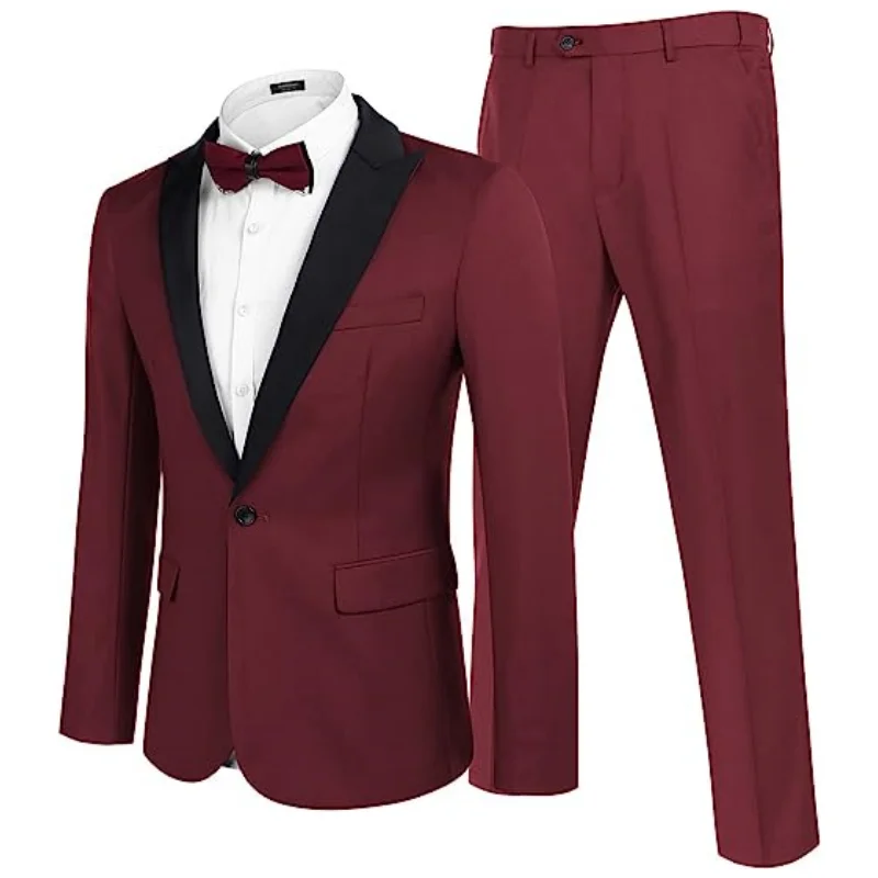 Men Suit Burgundy 2 Pieces With Black Lapel Slim For Wedding Groom Business Casual Work Tuxedo Set Jacket And Pants
Men Suit Burgundy 2 Pieces With Black Lapel Slim For Wedding Groom Business Casual Work Tuxedo Set Jacket And Pants