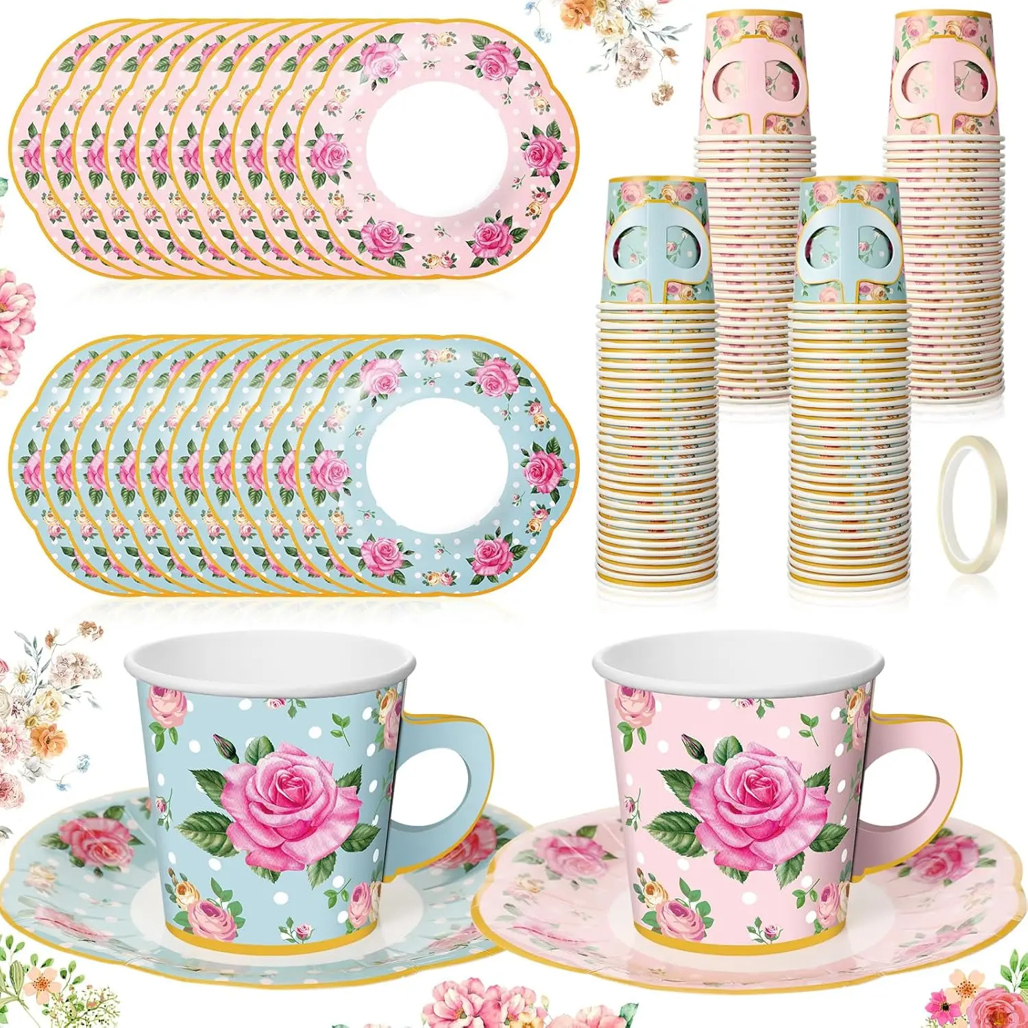 60 Sets Tea Party Decorations Floral Paper Tea Cups with Handle and Plates Disposable Blossom Teacups and Saucers Sets w
60 Sets Tea Party Decorations Floral Paper Tea Cups with Handle and Plates Disposable Blossom Teacups and Saucers Sets w