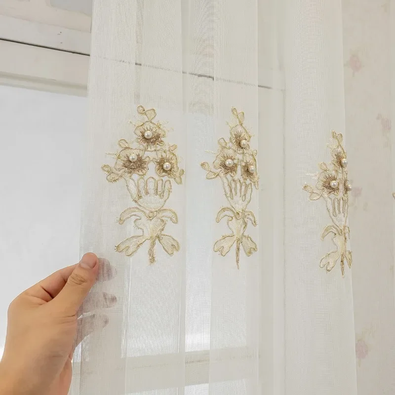 Beads Flowers European Embroidery Gauze Curtains Transparent Curtains for Living Dining Room Bedroom Windows Balcony Customize
Beads Flowers European Embroidery Gauze Curtains Transparent Curtains for Living Dining Room Bedroom Windows Balcony Customize