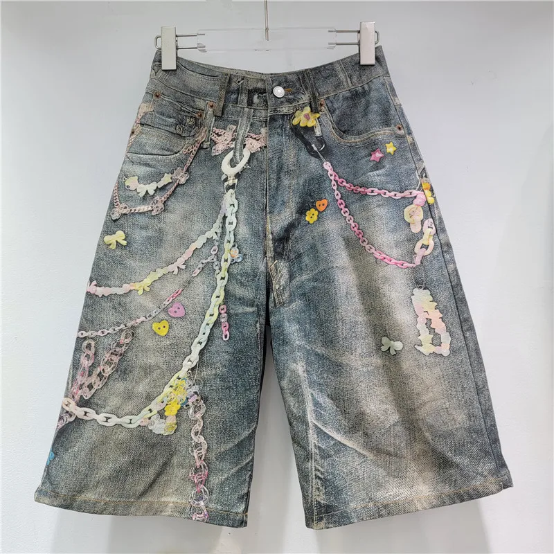 Candy Chain 3D Optical Print Straight Wide-Leg Denim Shorts Cropped Pants Unisex
Candy Chain 3D Optical Print Straight Wide-Leg Denim Shorts Cropped Pants Unisex