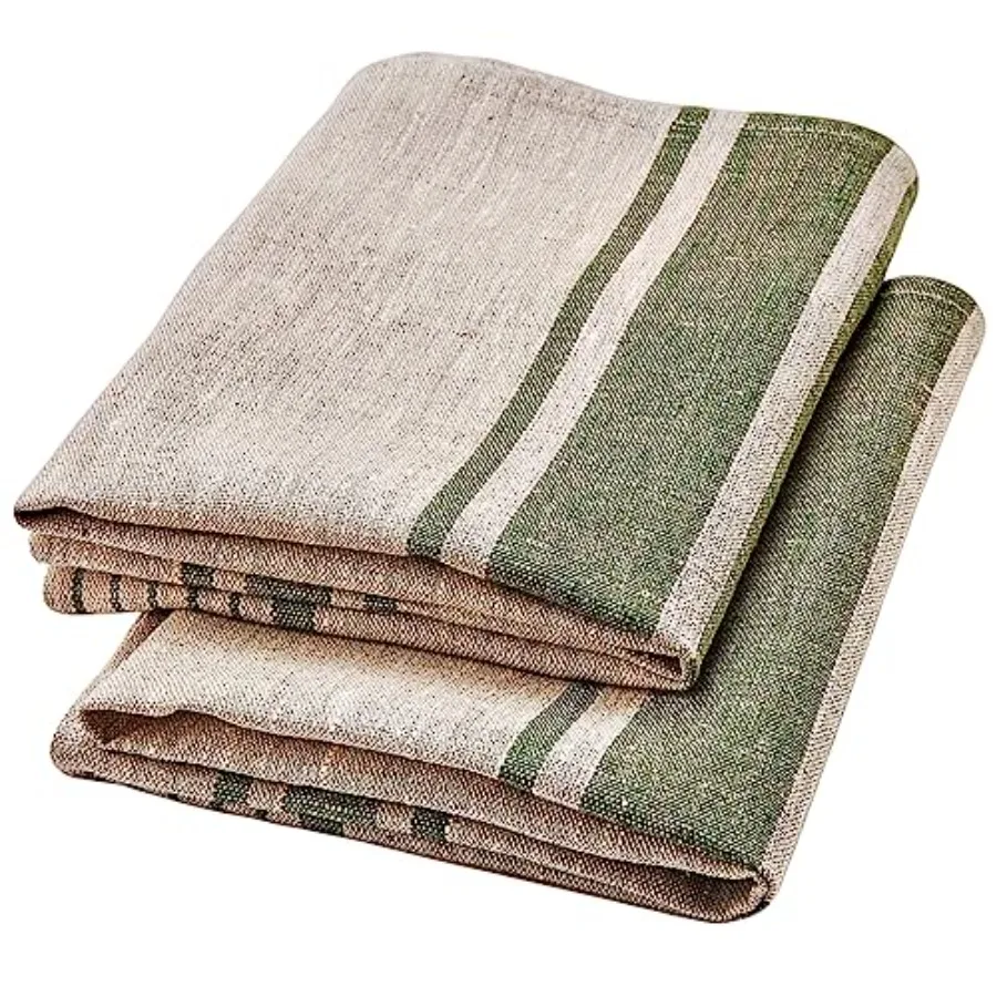 Pure Linen Kitchen Tea Towels - 100% Flax Linen Dish Towels 17 x 27 inch with Olive Green French Country Stripes - Flax Hand To
Pure Linen Kitchen Tea Towels - 100% Flax Linen Dish Towels 17 x 27 inch with Olive Green French Country Stripes - Flax Hand To