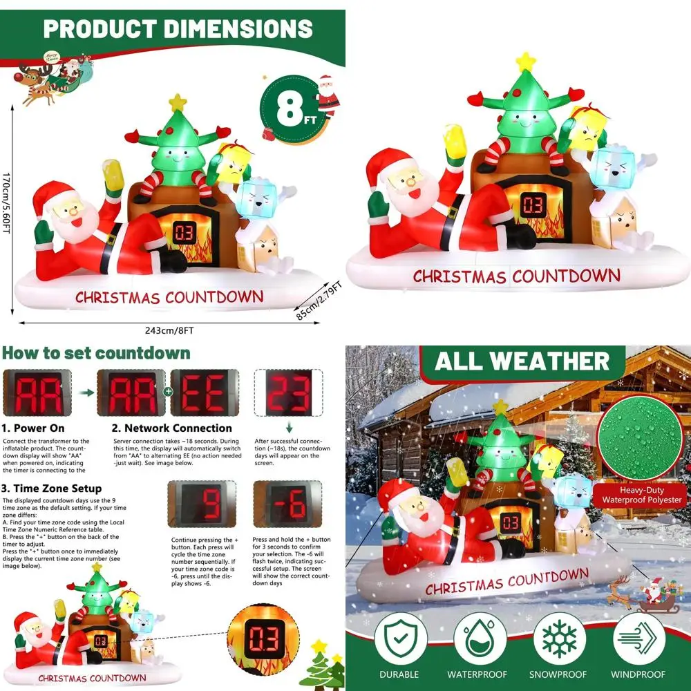 Christmas Outdoor Inflatable Decorations with LED Countdown Clock, Santa, Tree, Fireplace, and Gift Boxes for Holiday Party Lawn
Christmas Outdoor Inflatable Decorations with LED Countdown Clock, Santa, Tree, Fireplace, and Gift Boxes for Holiday Party Lawn