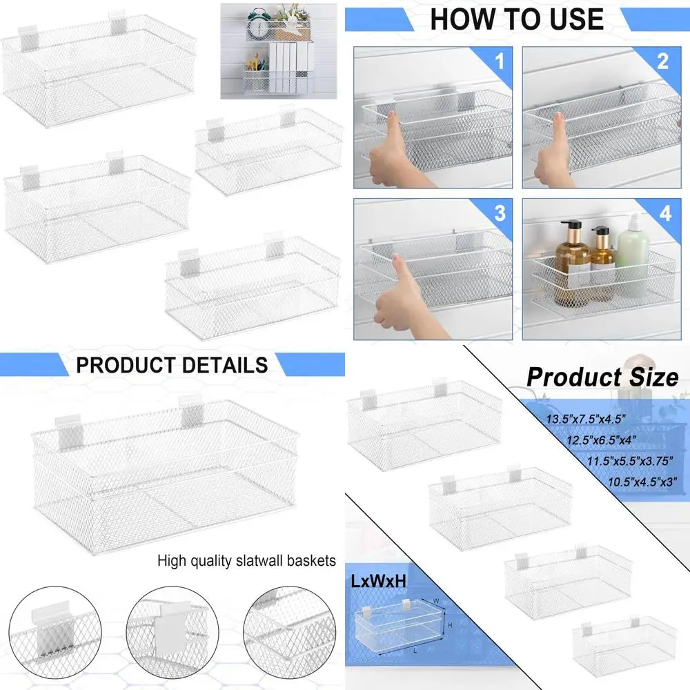 Набор из 4 вентилируемых металлических корзин для стеллажей, подвесные проволочные контейнеры для настенного крепления, аксессуары или дисплей для хранения в гараже
Набор из 4 вентилируемых металлических корзин для стеллажей, подвесные проволочные контейнеры для настенного крепления, аксессуары или дисплей для хранения в гараже