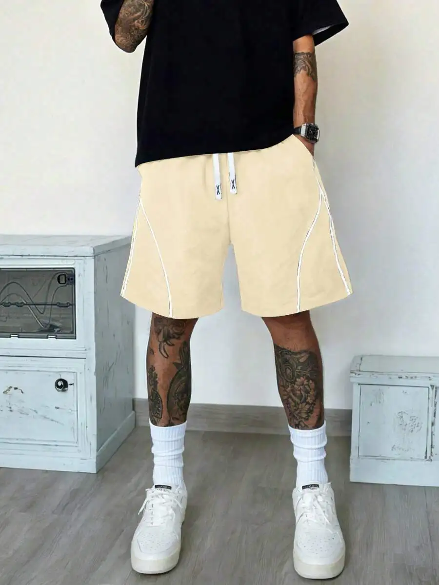 Mens Beige Bermuda Shorts With Contrasting White Stitching For relaxed Summer Outfits
Mens Beige Bermuda Shorts With Contrasting White Stitching For relaxed Summer Outfits