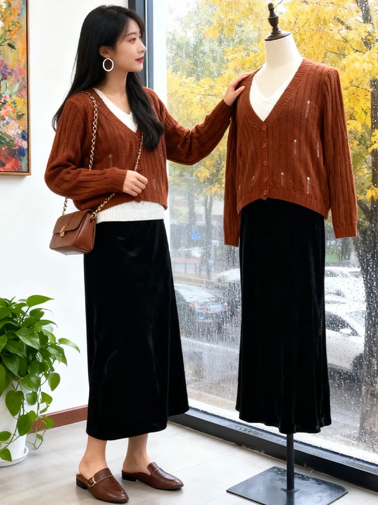 Trendy Knitted Sweater Women's Faionable Street Sle Autumn New Korean Version Loose Fit Long Sve V-Ne Knitwear
Trendy Knitted Sweater Women's Faionable Street Sle Autumn New Korean Version Loose Fit Long Sve V-Ne Knitwear