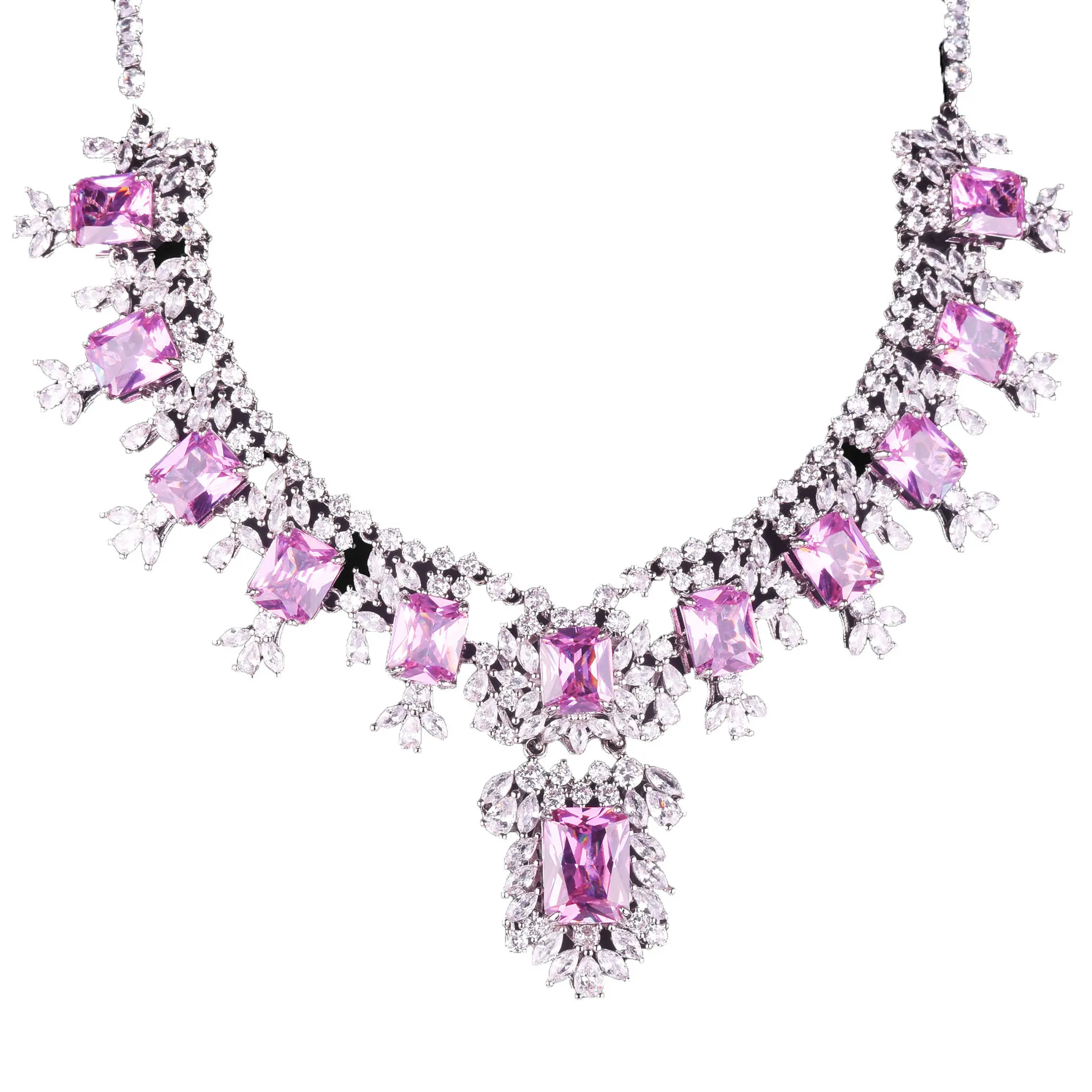 European American High-end Luxury Pink Cubic Zirconia Necklaces Luxury Bridal Wedding Dress Choker Necklace Jewelry For Women
European American High-end Luxury Pink Cubic Zirconia Necklaces Luxury Bridal Wedding Dress Choker Necklace Jewelry For Women
