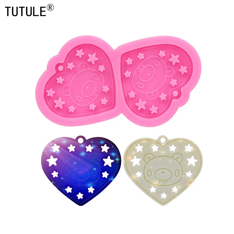 Shiny Heart-shaped Bear Polymer Clay Shaker cake fondant Silicone Mold DIY Bear earrings Resin Casting Jewelry Silicone Mold
Shiny Heart-shaped Bear Polymer Clay Shaker cake fondant Silicone Mold DIY Bear earrings Resin Casting Jewelry Silicone Mold