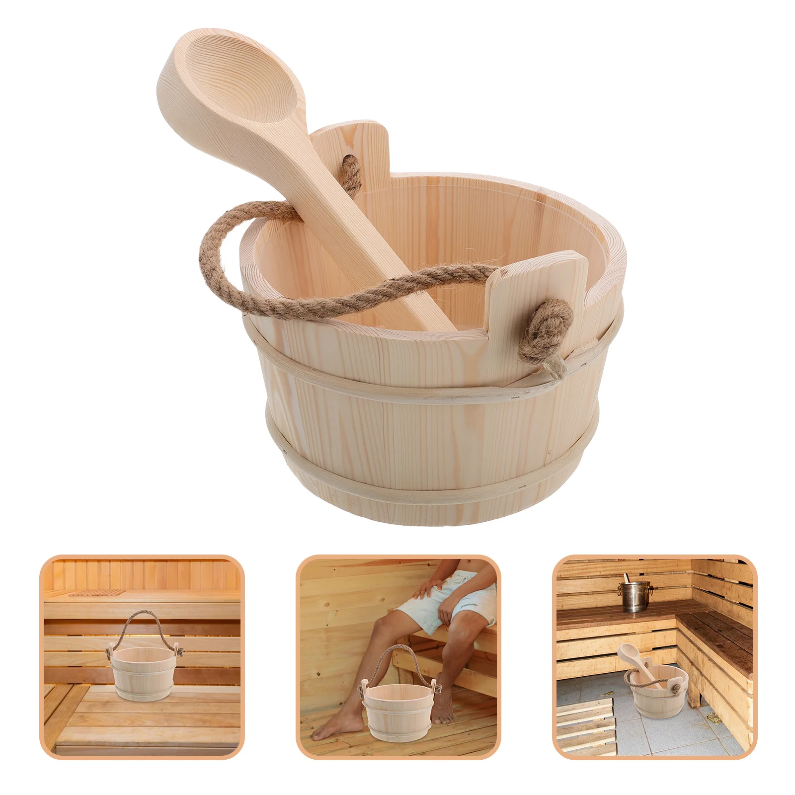 Wooden Sauna Bucket and Ladle Set Natural Wood Finish Stylish Sauna Accessory Easy Carrying Portable Design Steam Room
Wooden Sauna Bucket and Ladle Set Natural Wood Finish Stylish Sauna Accessory Easy Carrying Portable Design Steam Room