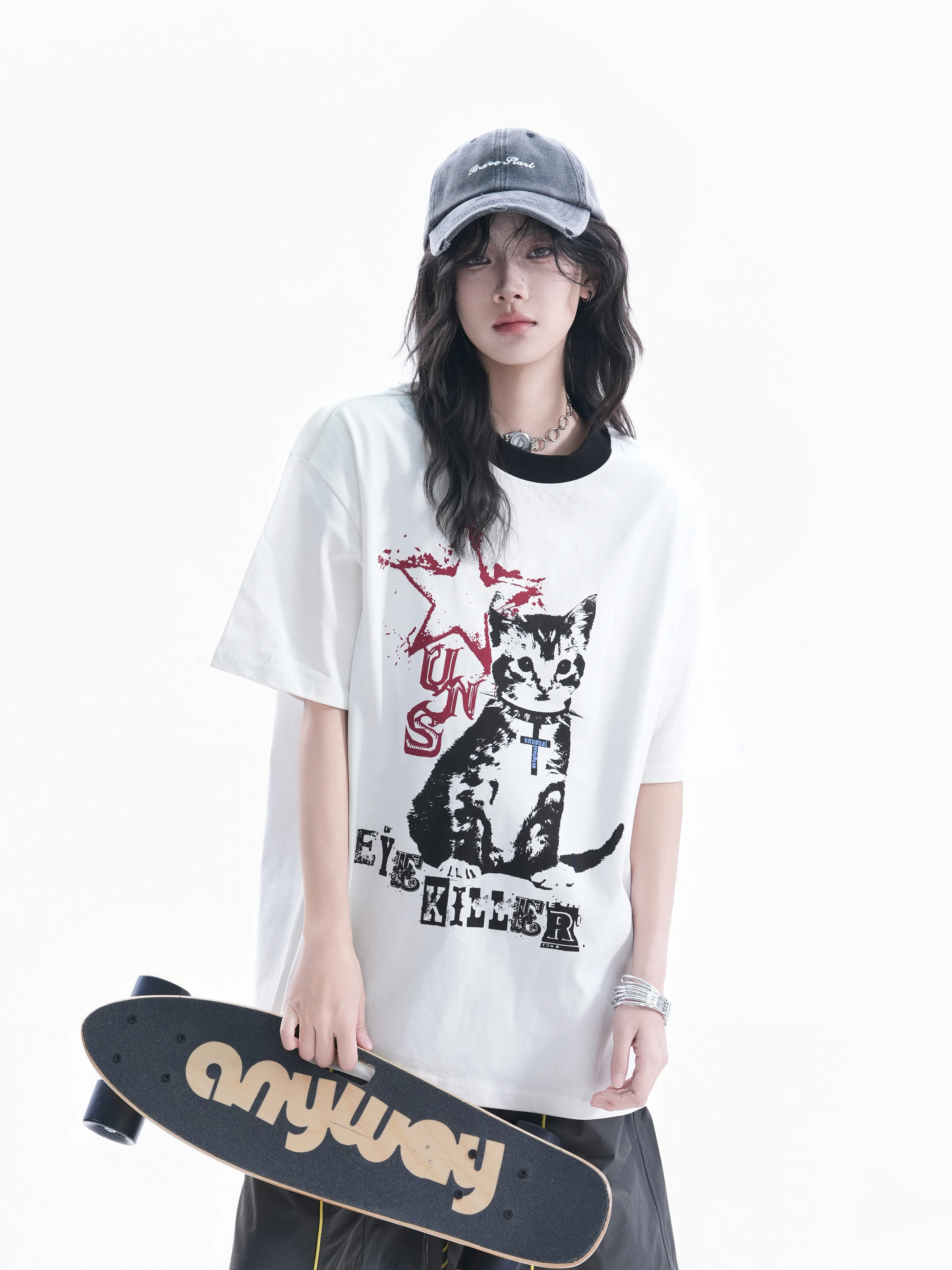 American Style Short Sleeve Loose Women's T-shirt Print Couple Match Vintage Streetwear Casual round Neck Top
American Style Short Sleeve Loose Women's T-shirt Print Couple Match Vintage Streetwear Casual round Neck Top