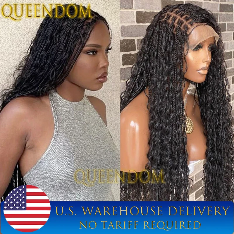 32 inch Synthetic Crochet Braids Wig Full Lace Box Braid Bohemian Wig With Curly Ends Distressed Cornrow Boho Plaits Braided Wig
32 inch Synthetic Crochet Braids Wig Full Lace Box Braid Bohemian Wig With Curly Ends Distressed Cornrow Boho Plaits Braided Wig