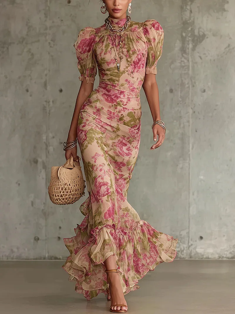 Sexy Dress Spring Fashion Casual Elegant Slim Printed High Waist Ruffled Pleated High Neck Short Sleeve Puff Sleeve Long Dresses
Sexy Dress Spring Fashion Casual Elegant Slim Printed High Waist Ruffled Pleated High Neck Short Sleeve Puff Sleeve Long Dresses