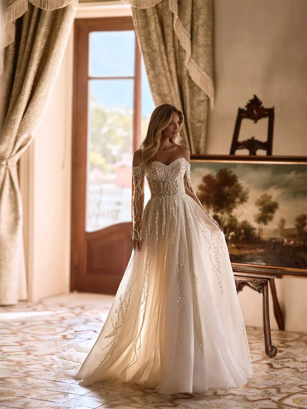 Customized Boho White Organza Wedding Dress Classic Sweetheart Long Sleeves Bridal Gowns A-Line Court Train Vestido De Novia
Customized Boho White Organza Wedding Dress Classic Sweetheart Long Sleeves Bridal Gowns A-Line Court Train Vestido De Novia