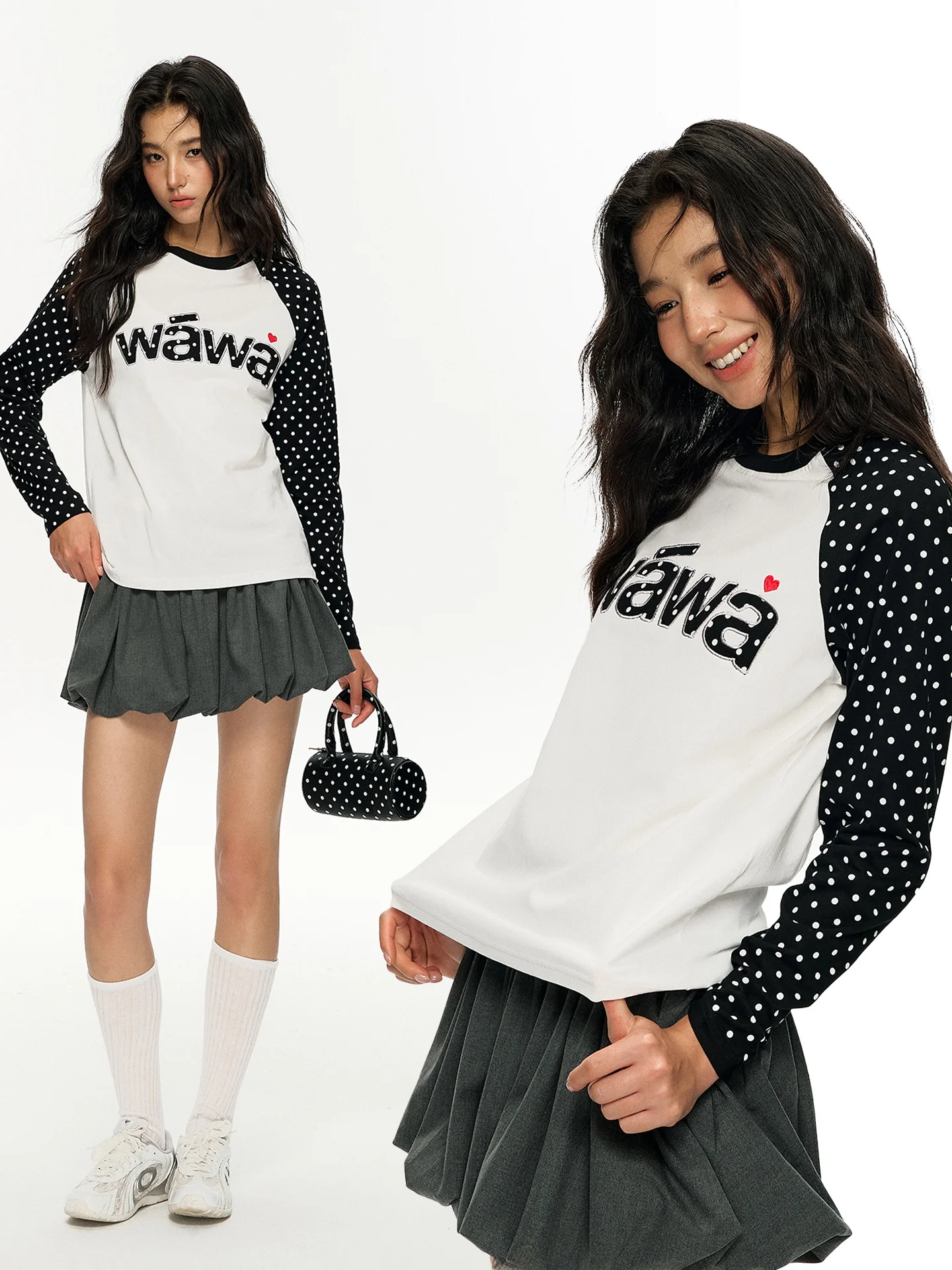 Waitingwave Color Block Polka Dot Print Long Sleeve Women's T-Shirt Korean Style Shoulder Insert Top Breathable Cotton Casual
Waitingwave Color Block Polka Dot Print Long Sleeve Women's T-Shirt Korean Style Shoulder Insert Top Breathable Cotton Casual