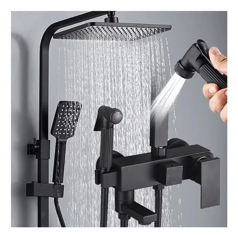 YMC European Chrome Black Square Shower System Column Faucet Mixer Set Wall Mounted Single Handle Bathroom Rain Bath Shower Set
YMC European Chrome Black Square Shower System Column Faucet Mixer Set Wall Mounted Single Handle Bathroom Rain Bath Shower Set