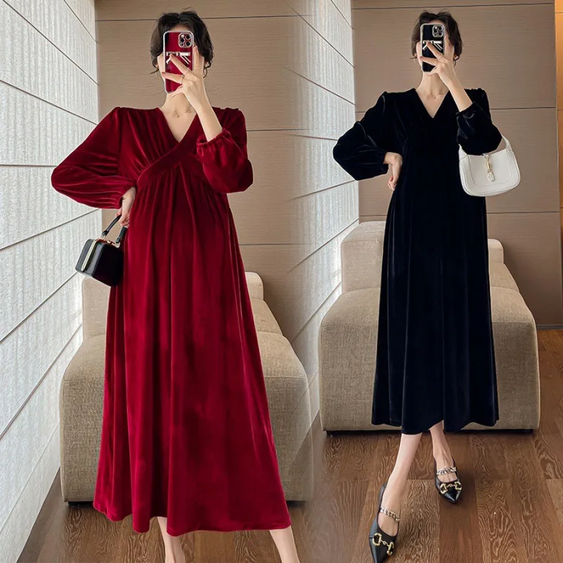 Solid Color Suede Maternity Dress Elastic Slimming Temperament Pregnant Woman Dresses Versatile long Dress Maternity Clothing
Solid Color Suede Maternity Dress Elastic Slimming Temperament Pregnant Woman Dresses Versatile long Dress Maternity Clothing