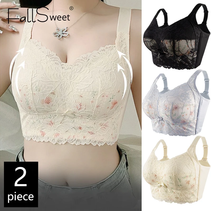 FallSweet 2PCS Wireless Lace Push Up Bra for Women Plus Size Full Cup Seamless Comfortable Breathable Brassiere Female Lingerie
FallSweet 2PCS Wireless Lace Push Up Bra for Women Plus Size Full Cup Seamless Comfortable Breathable Brassiere Female Lingerie