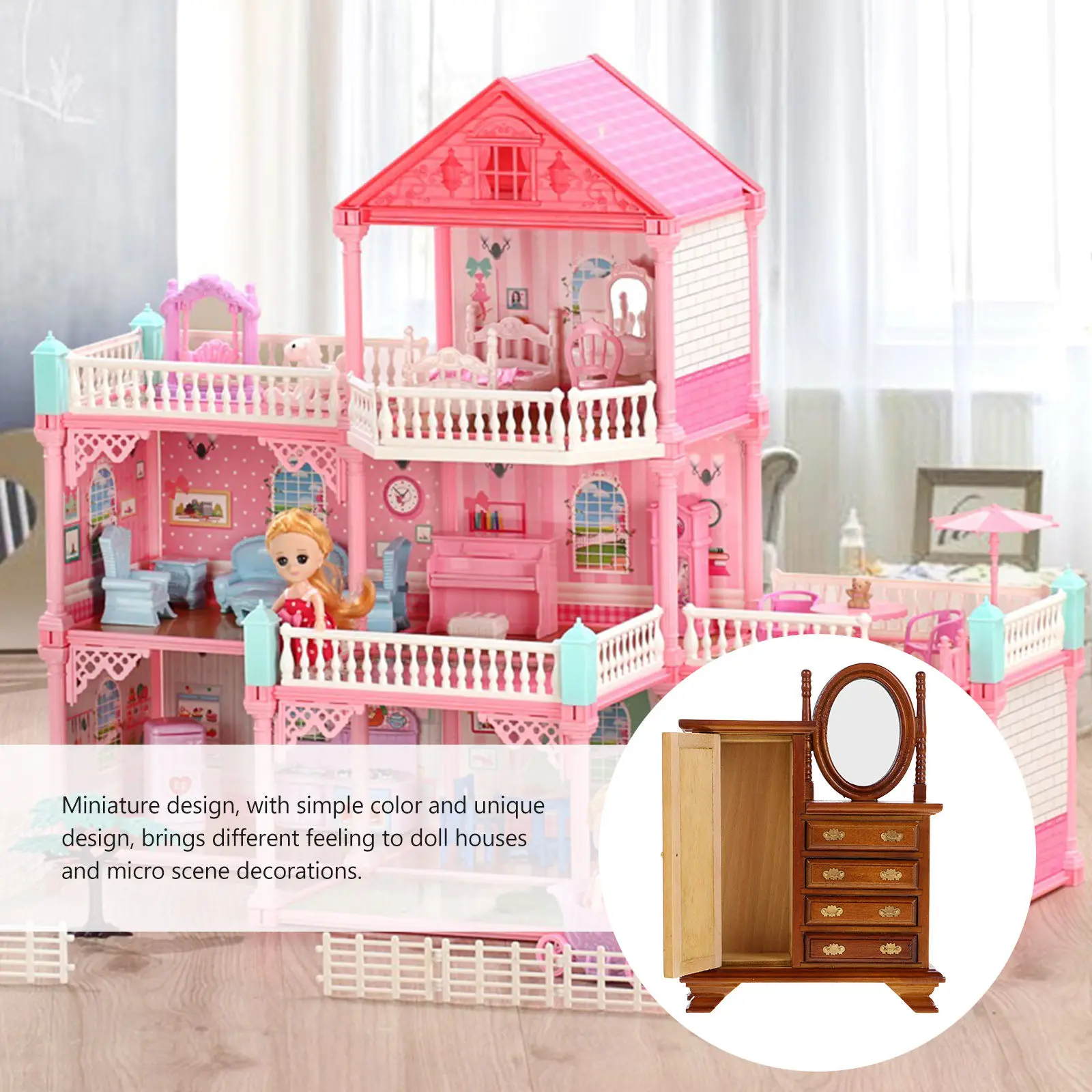 Vintage 1 12 Scale Bedroom Dollhouse Furniture Mini Wooden Dresser Table Small House Decoration Miniature Furniture Adornment
Vintage 1 12 Scale Bedroom Dollhouse Furniture Mini Wooden Dresser Table Small House Decoration Miniature Furniture Adornment