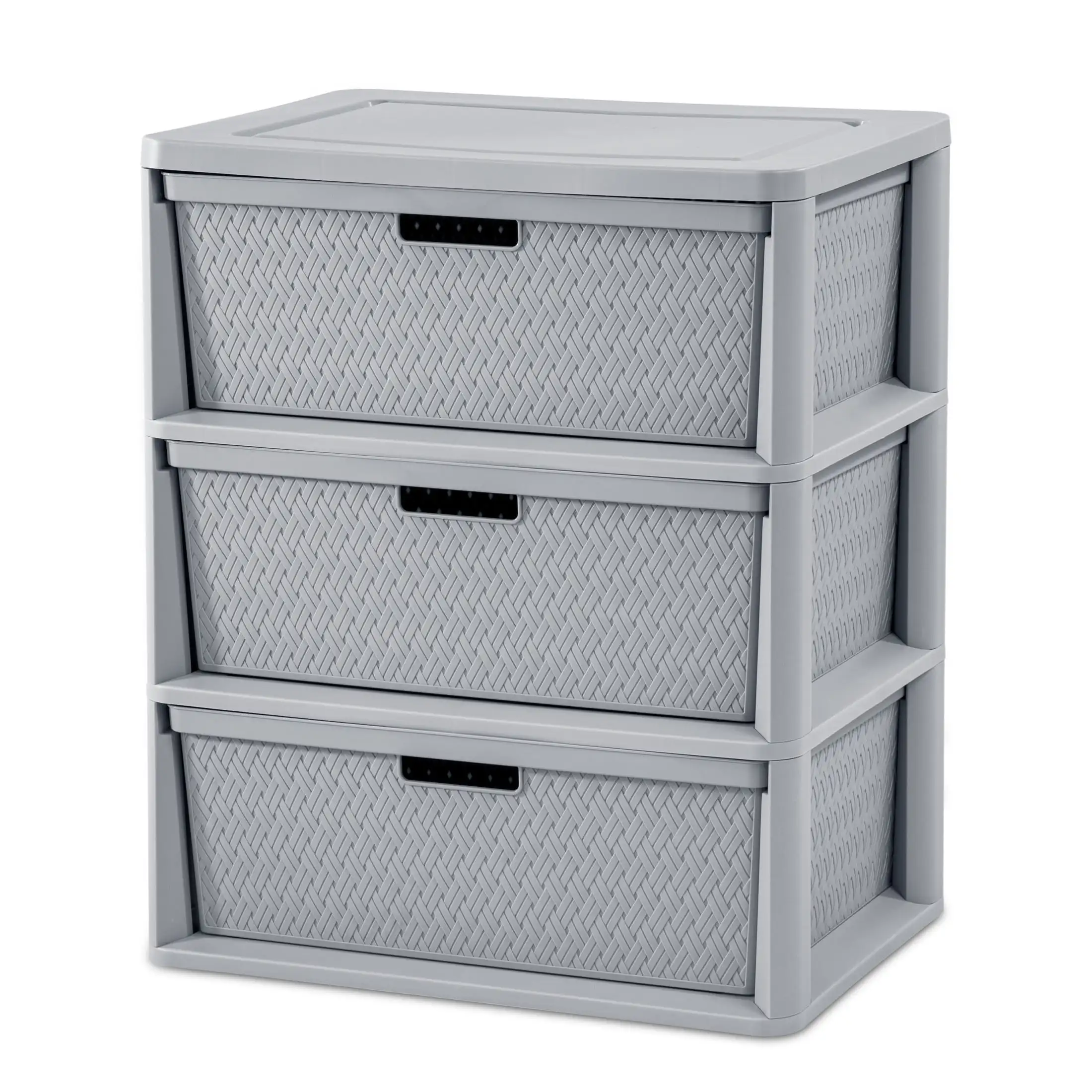 Wide 3 Drawer Tower, Plastic Storage Organizer with Removable Decorative Bins, Easy to Assemble - No Tools Needed, Gray
Wide 3 Drawer Tower, Plastic Storage Organizer with Removable Decorative Bins, Easy to Assemble - No Tools Needed, Gray