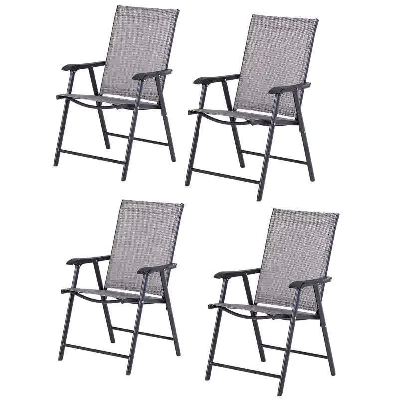 Outsunny Set of 4 Outdoor Folding Chairs, Stackable Patio Dining Chairs with Armrests, Metal Frame, Gray
Outsunny Set of 4 Outdoor Folding Chairs, Stackable Patio Dining Chairs with Armrests, Metal Frame, Gray