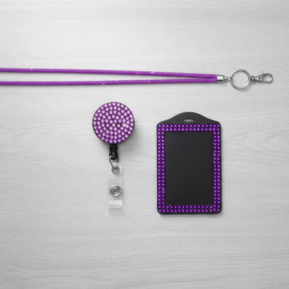Bling ID Holder with Lanyard Rhinestone Decorated Elegant Design Shiny Finish Badge Reel Adjustable Easy Pull Buckle
Bling ID Holder with Lanyard Rhinestone Decorated Elegant Design Shiny Finish Badge Reel Adjustable Easy Pull Buckle
