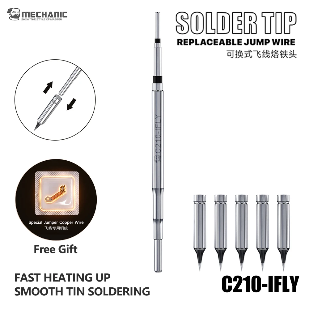 MECHANIC C210-IFLY Interchangeable Soldering Tip with Free Copper Wire for Phone Repair Soldering Jumper Wire Repairs Tools
MECHANIC C210-IFLY Interchangeable Soldering Tip with Free Copper Wire for Phone Repair Soldering Jumper Wire Repairs Tools