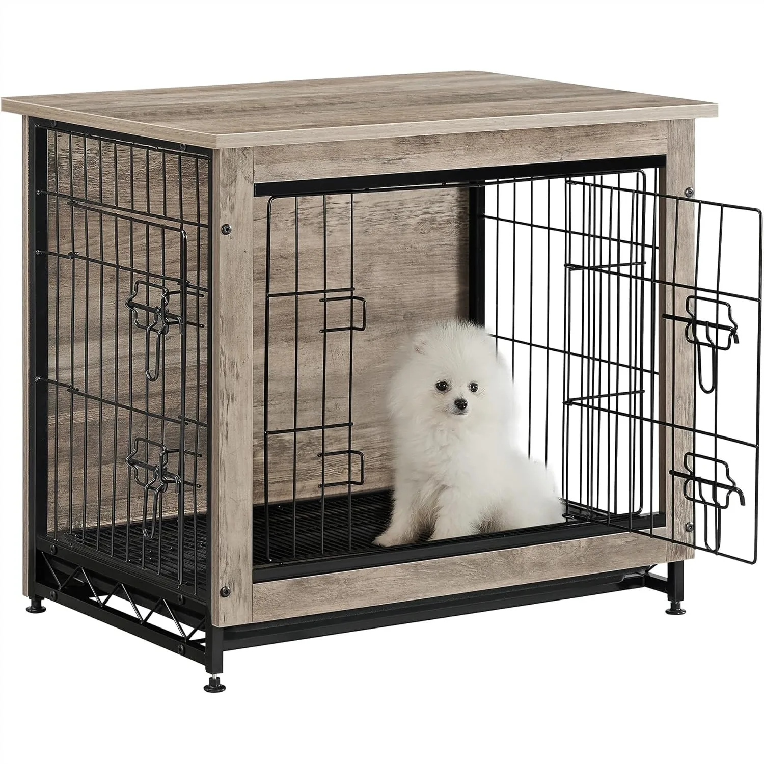 27.2" Dog Crate Furniture, Indoor Dog Cage Side End Table for Small Dogs up to 30 lb, Double-Door Pet House with Removable Tray,
27.2" Dog Crate Furniture, Indoor Dog Cage Side End Table for Small Dogs up to 30 lb, Double-Door Pet House with Removable Tray,