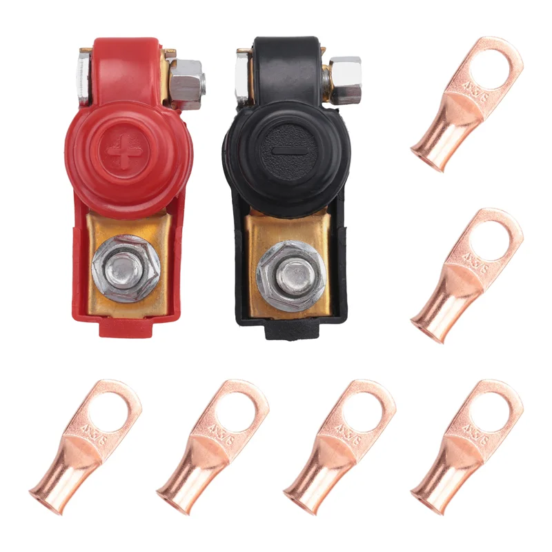 F-F 8Pcs Copper Battery Terminals Negative And Positive Terminal Clamps Connectors With Copper Ring Assortment Kit For Car
F-F 8Pcs Copper Battery Terminals Negative And Positive Terminal Clamps Connectors With Copper Ring Assortment Kit For Car