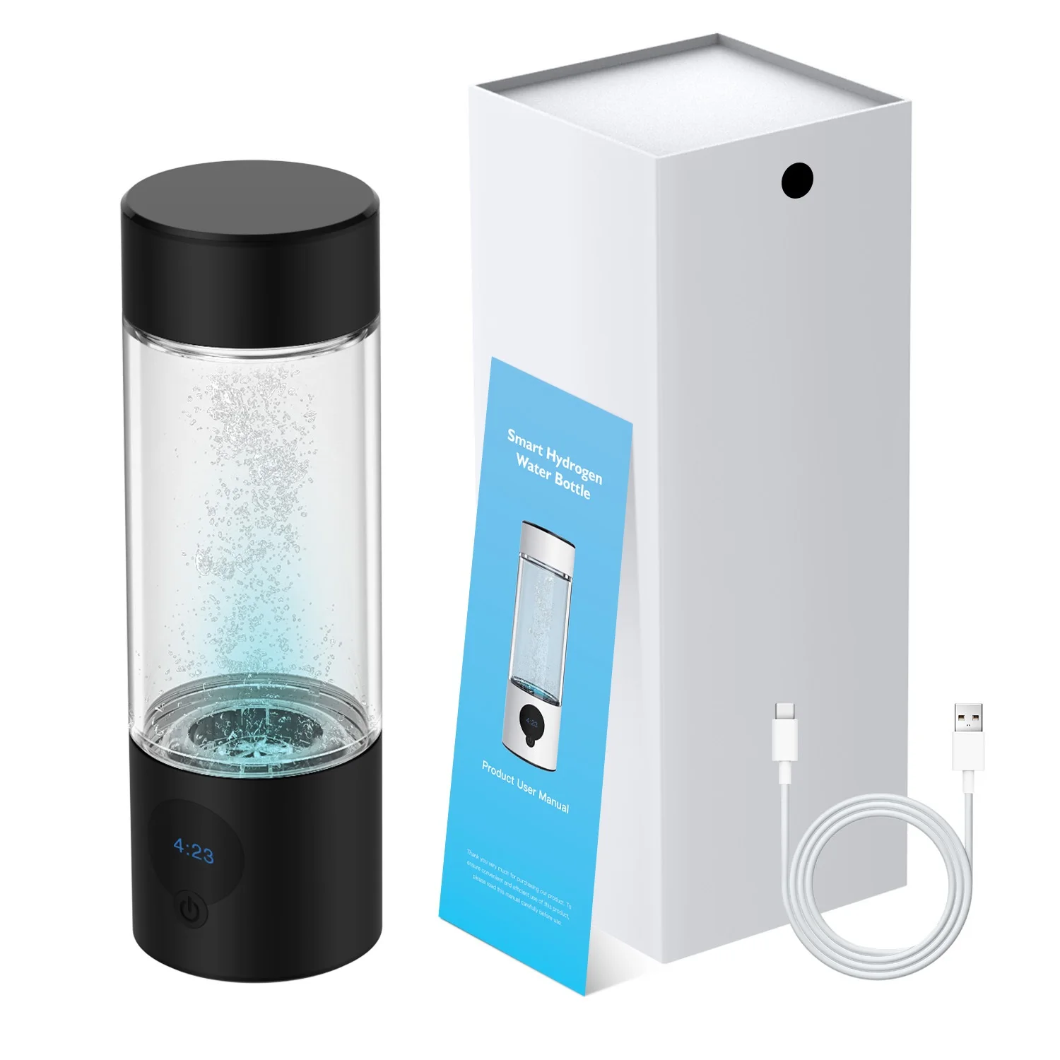 390ml Hydrogen Water Bottle USB Charging Hydrogen-Rich Water Cup Portable Antioxidant Lonizer for Outdoor Sports
390ml Hydrogen Water Bottle USB Charging Hydrogen-Rich Water Cup Portable Antioxidant Lonizer for Outdoor Sports