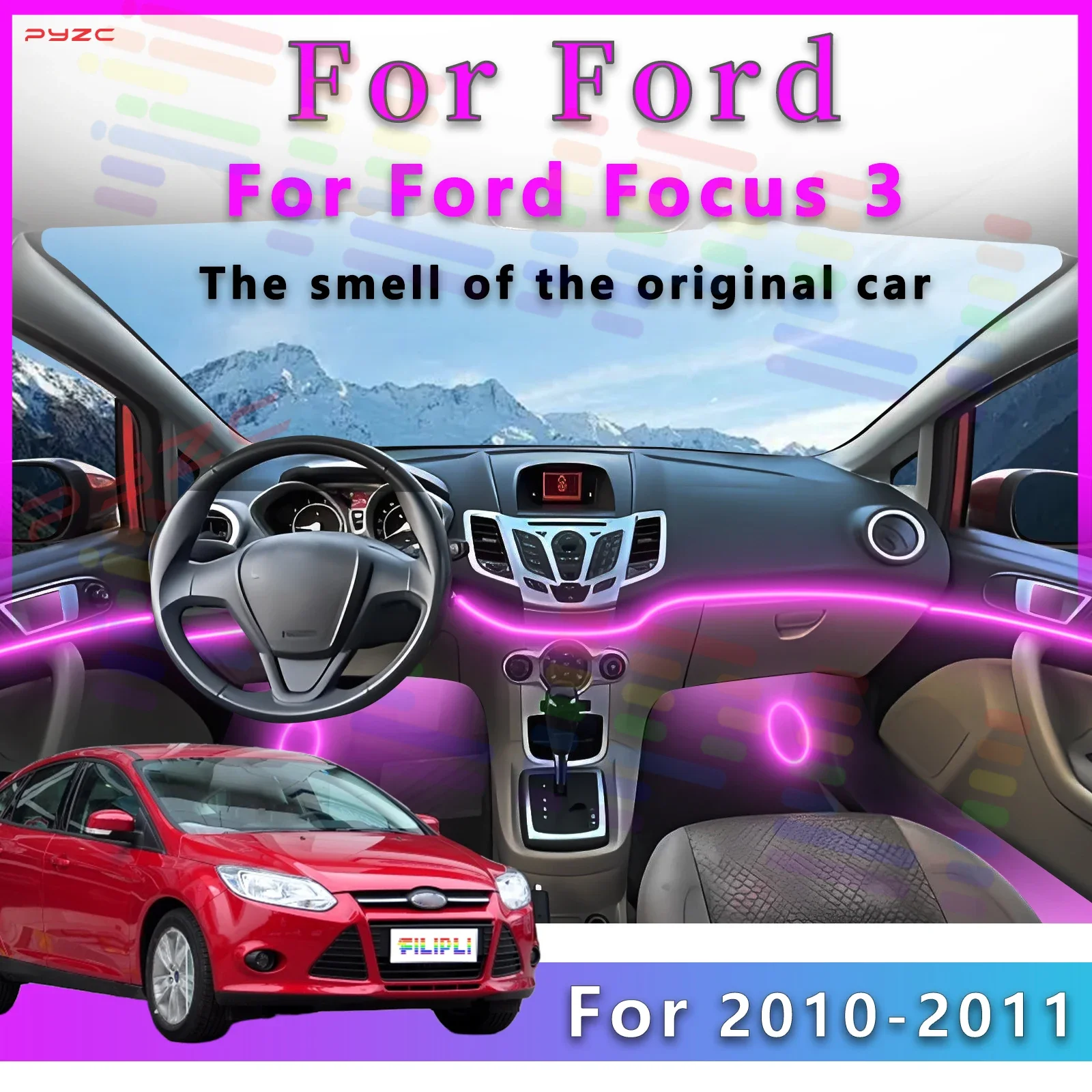 For Ford Focus Third Generation Quality Assured LED Interior Atmosphere Light Lamp 64 Colors Acrylic Strip APP Controlled with L
For Ford Focus Third Generation Quality Assured LED Interior Atmosphere Light Lamp 64 Colors Acrylic Strip APP Controlled with L