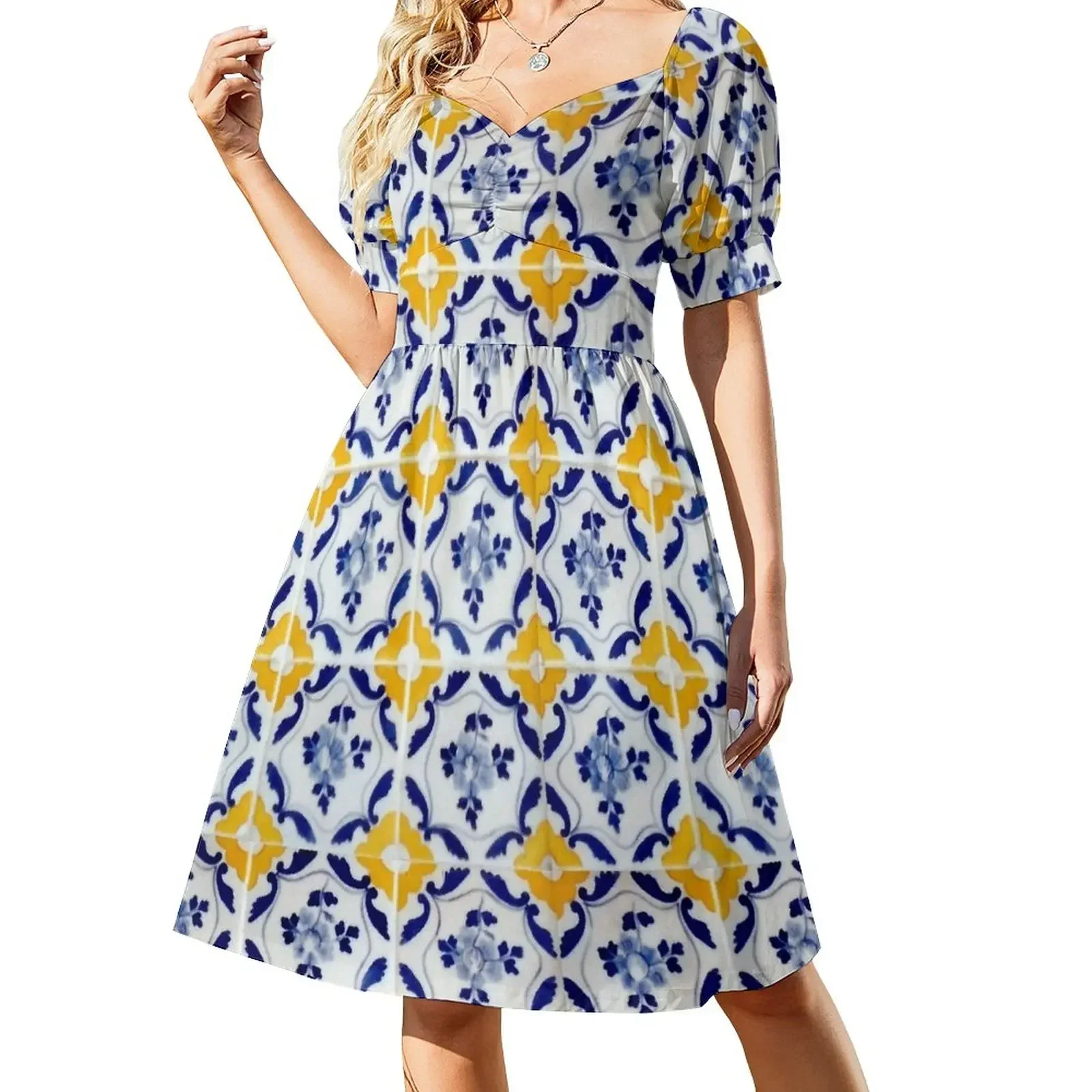 Portuguese Blue and yellow tiles Short-Sleeved Dress summer clothes elegant guest wedding dress Dress
Portuguese Blue and yellow tiles Short-Sleeved Dress summer clothes elegant guest wedding dress Dress