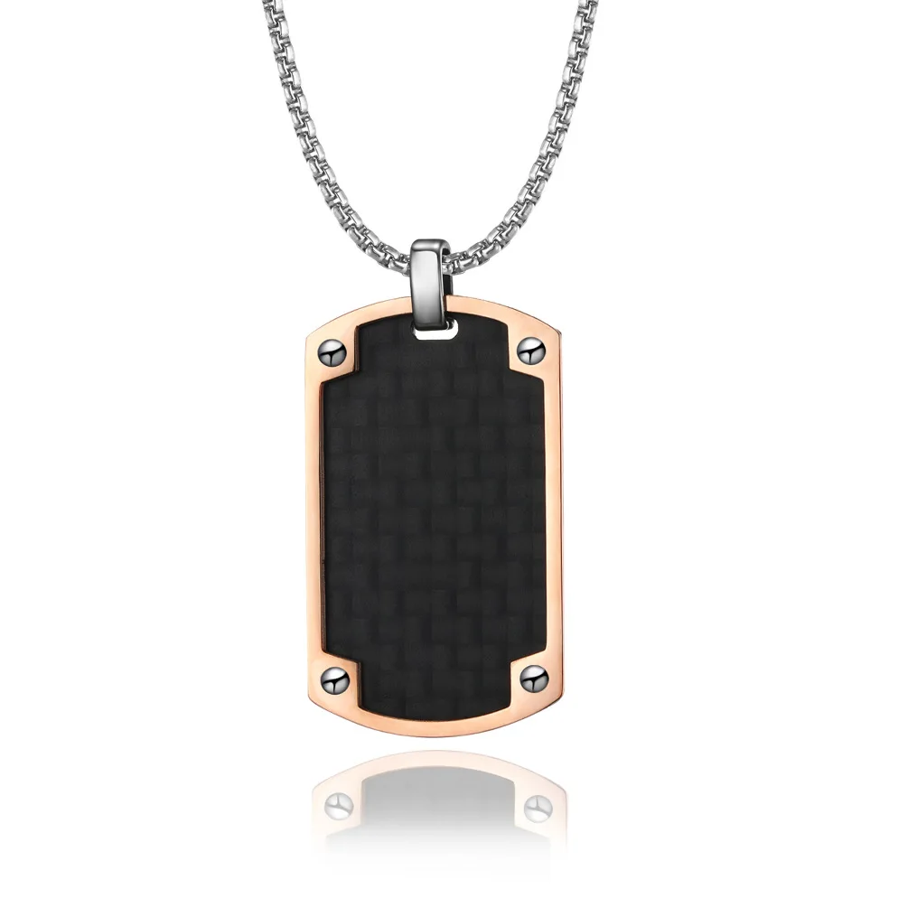 Men's Personalized Titanium Steel Carbon Fiber Rosegold Dog Tag Stainless Steel Necklace Customized Men's Jewelry Gift
Men's Personalized Titanium Steel Carbon Fiber Rosegold Dog Tag Stainless Steel Necklace Customized Men's Jewelry Gift