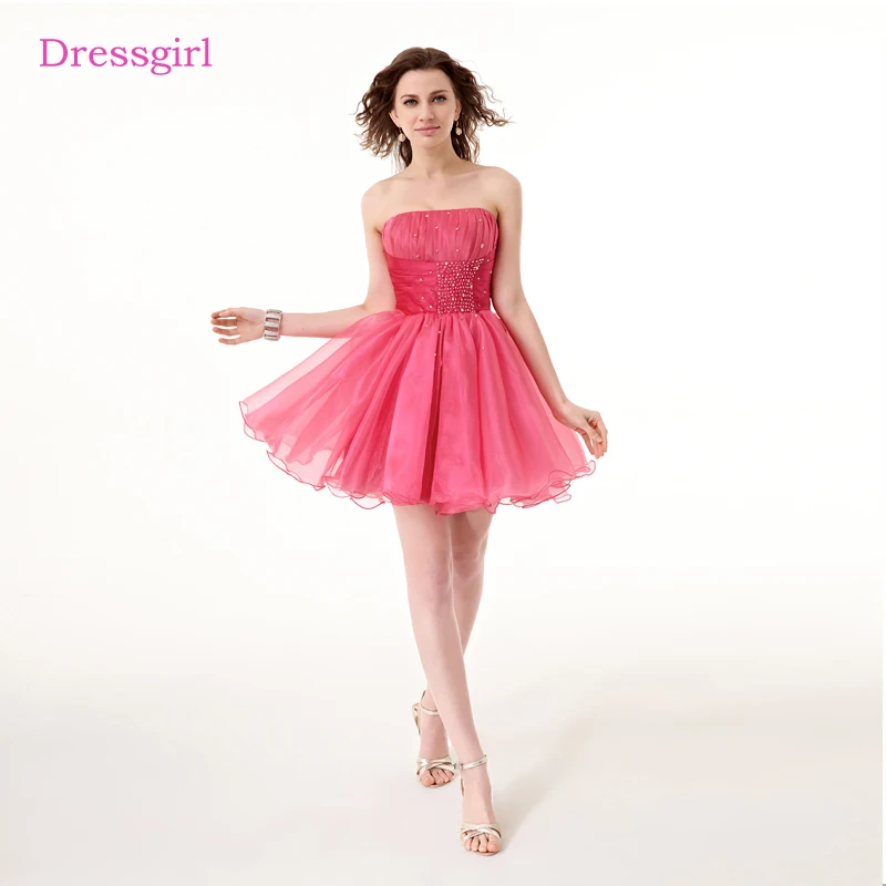 Real Photo Pink Homecoming Dresses A-line Strapless Short Mini Organza Beaded Elegant Cocktail Dresses
Real Photo Pink Homecoming Dresses A-line Strapless Short Mini Organza Beaded Elegant Cocktail Dresses