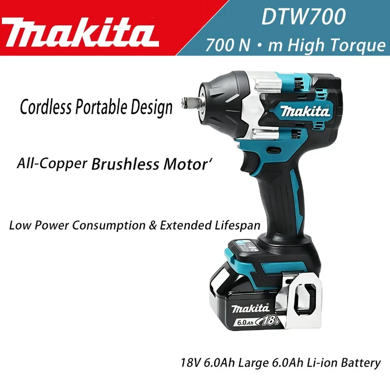 Original Makita DTW700 wireless impact wrench 18Vbrushless motor 1000Nm infinitely variable speed electric wrench automatic stop
Original Makita DTW700 wireless impact wrench 18Vbrushless motor 1000Nm infinitely variable speed electric wrench automatic stop